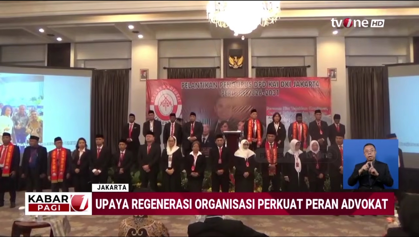 Pelantikan Pengurus DPD KAI Jakarta 2026-2031 Digelar sebagai Upaya Regenerasi Advokat | Kabar Pagi